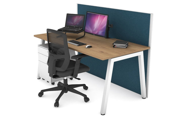 Horizon Quadro A Leg Office Desk [1800L x 800W with Cable Scallop] Jasonl white leg salvage oak deep blue (1200H x 1800W)