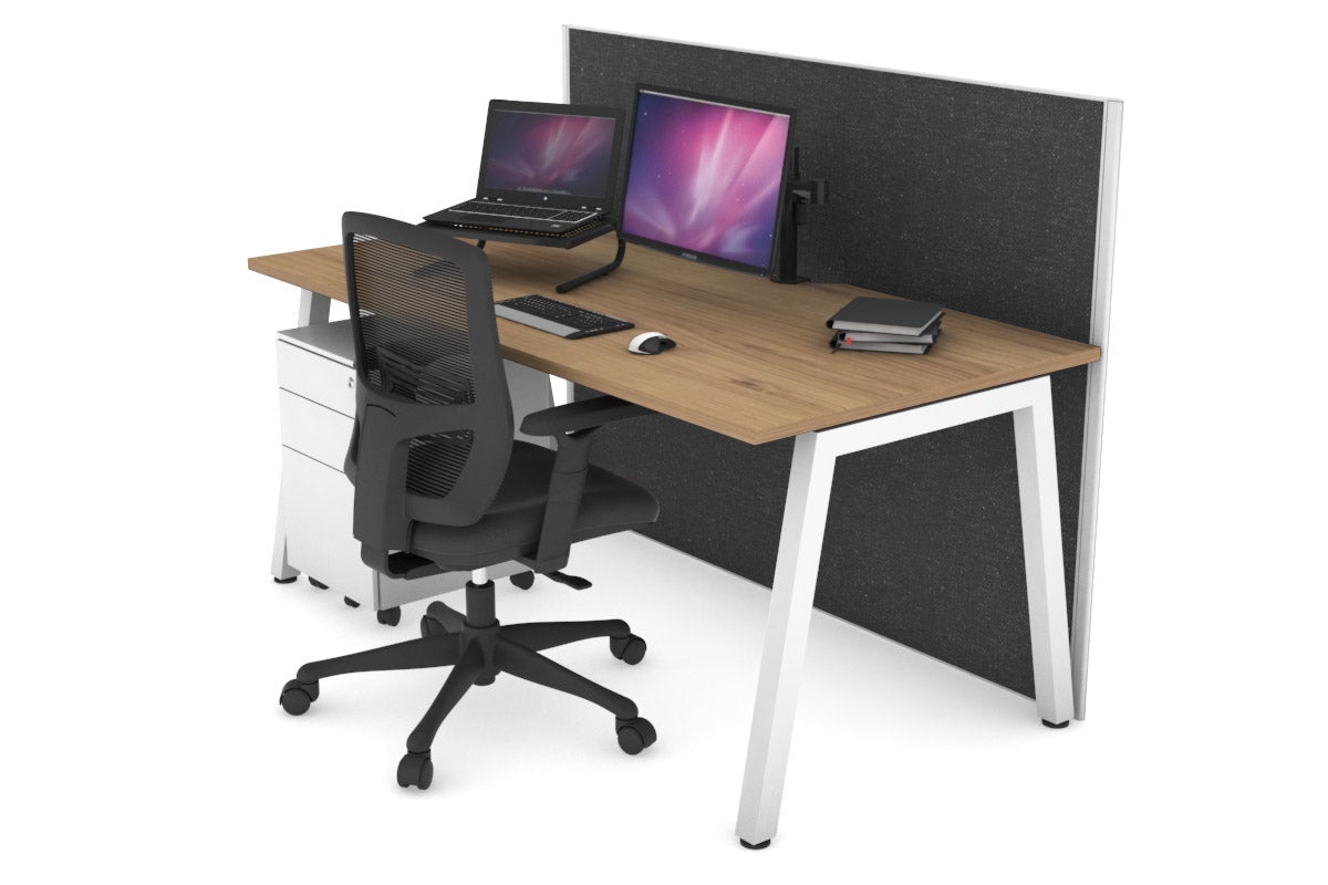 Horizon Quadro A Leg Office Desk [1800L x 800W with Cable Scallop] Jasonl white leg salvage oak moody charcoal (1200H x 1800W)