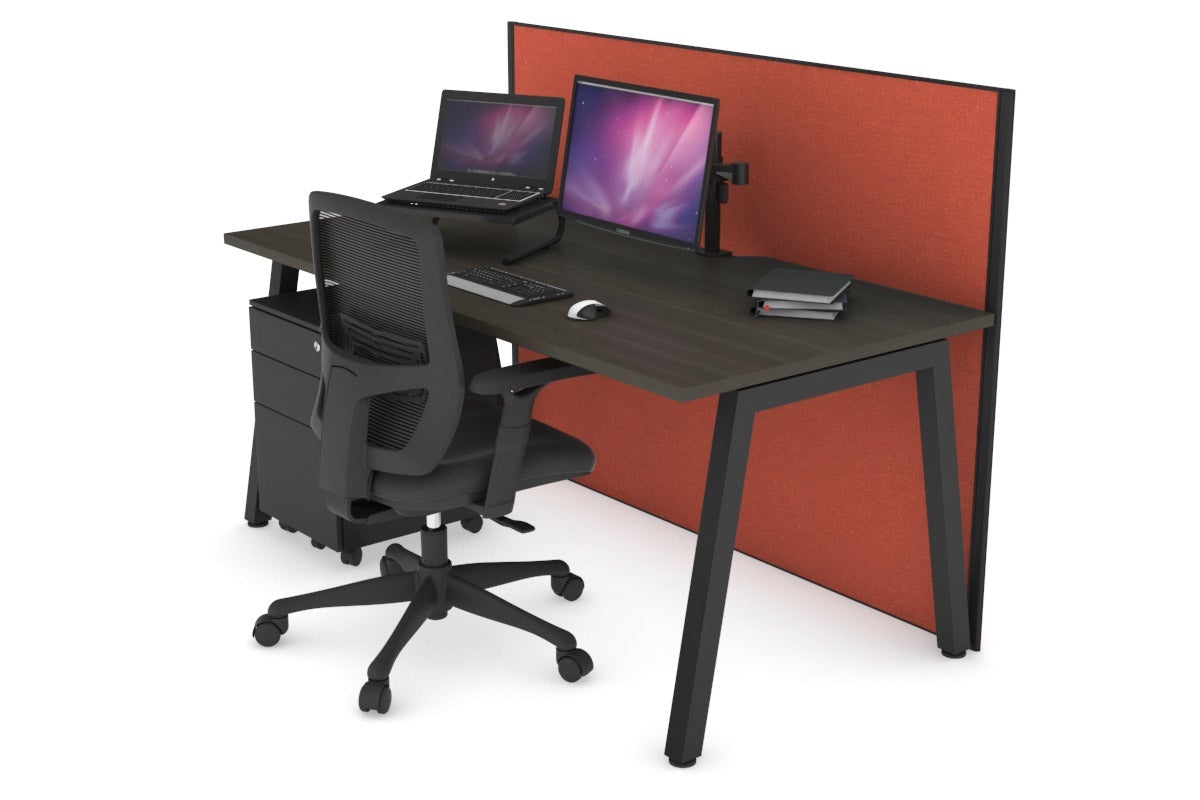 Horizon Quadro A Leg Office Desk [1800L x 800W with Cable Scallop] Jasonl black leg dark oak orange squash (1200H x 1800W)