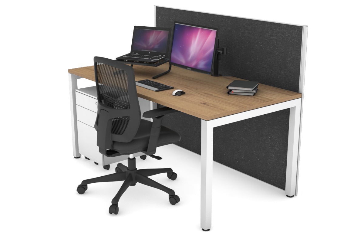 Horizon Quadro Square Leg Office Desk [1200L x 800W with Cable Scallop] Jasonl white leg salvage oak moody charcoal (1200H x 1200W)