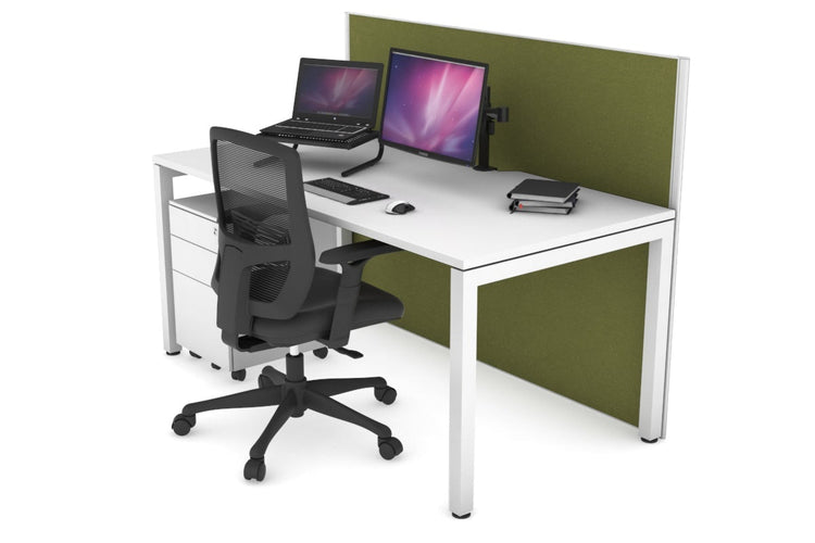 Horizon Quadro Square Leg Office Desk [1600L x 800W with Cable Scallop] Jasonl white leg white green moss (1200H x 1600W)