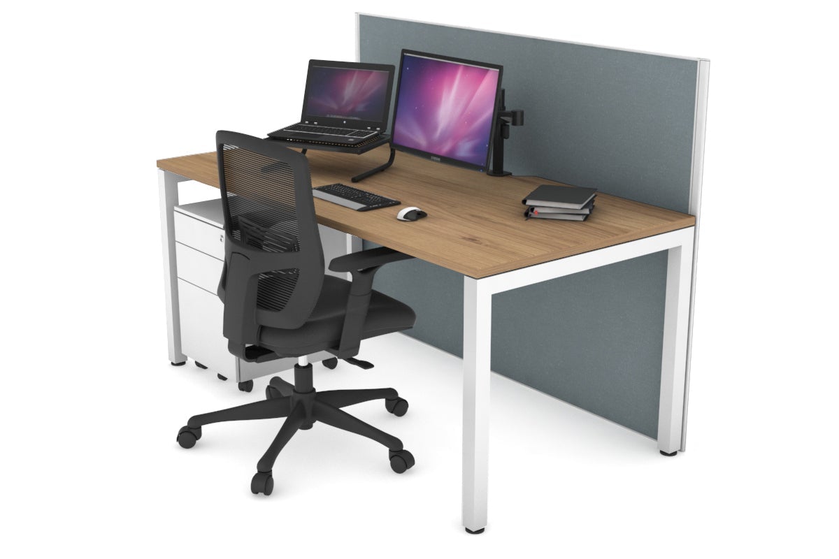 Horizon Quadro Square Leg Office Desk [1600L x 800W with Cable Scallop] Jasonl white leg salvage oak cool grey (1200H x 1600W)