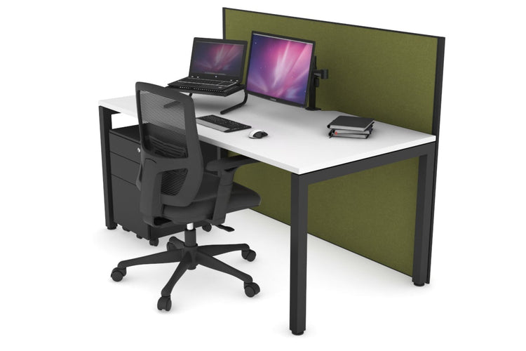 Horizon Quadro Square Leg Office Desk [1600L x 800W with Cable Scallop] Jasonl black leg white green moss (1200H x 1600W)