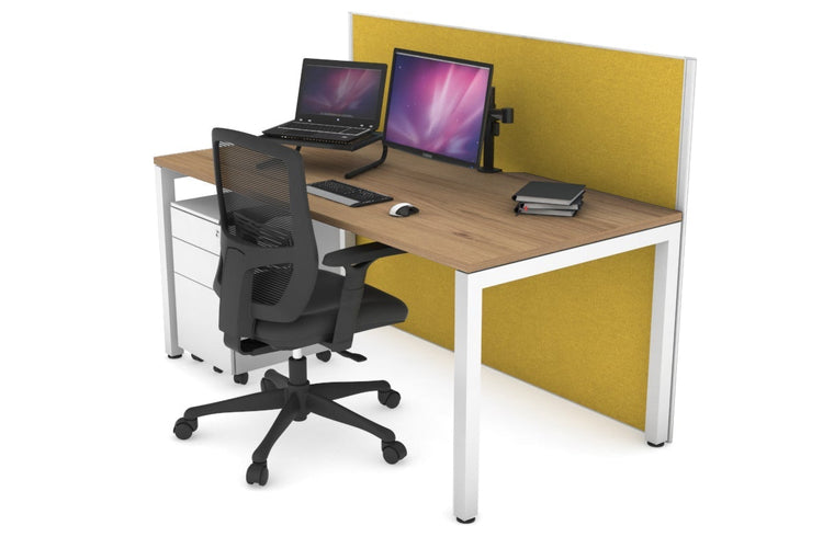 Horizon Quadro Square Leg Office Desk [1600L x 800W with Cable Scallop] Jasonl white leg salvage oak mustard yellow (1200H x 1600W)