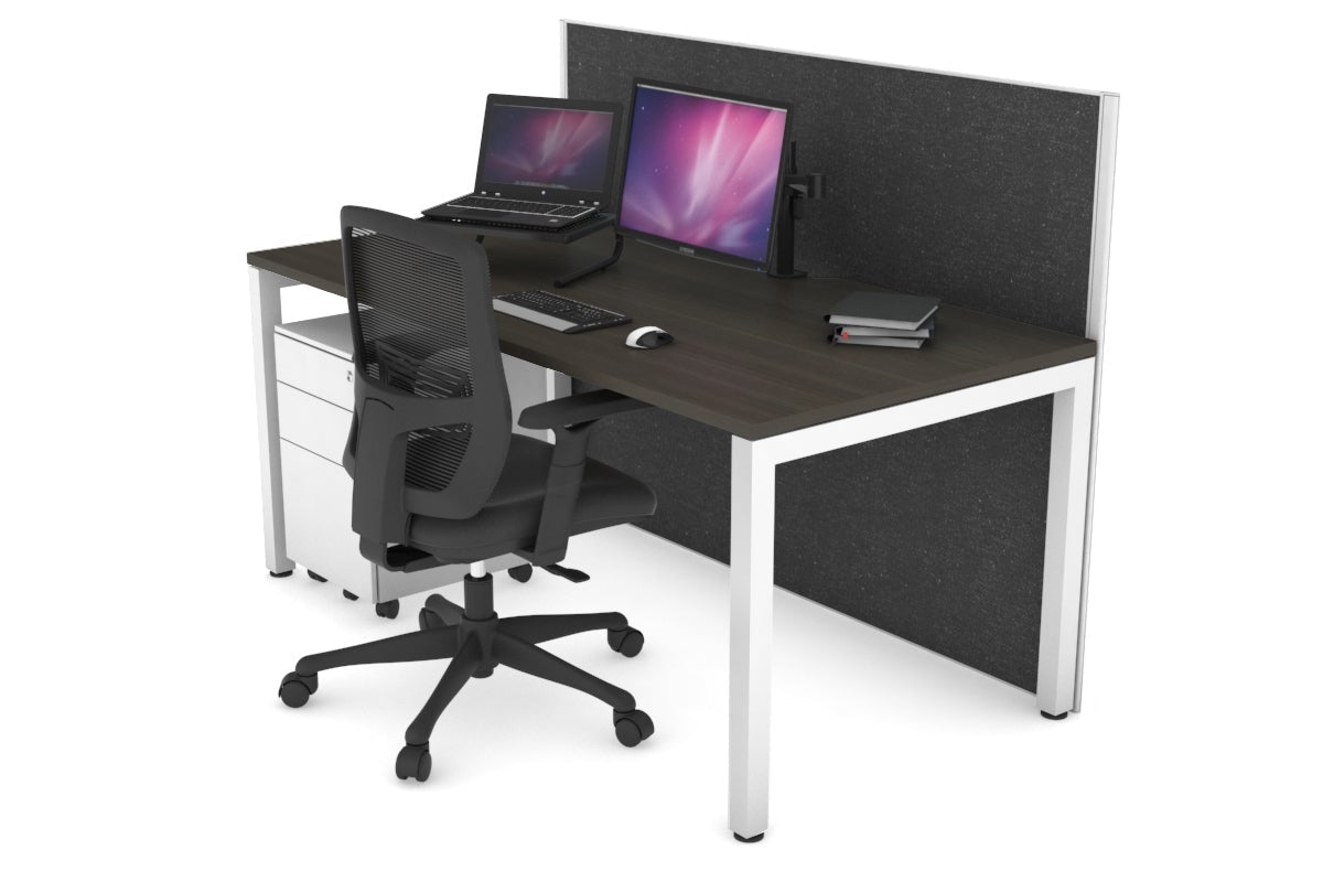 Horizon Quadro Square Leg Office Desk [1600L x 800W with Cable Scallop] Jasonl white leg dark oak moody charcoal (1200H x 1600W)