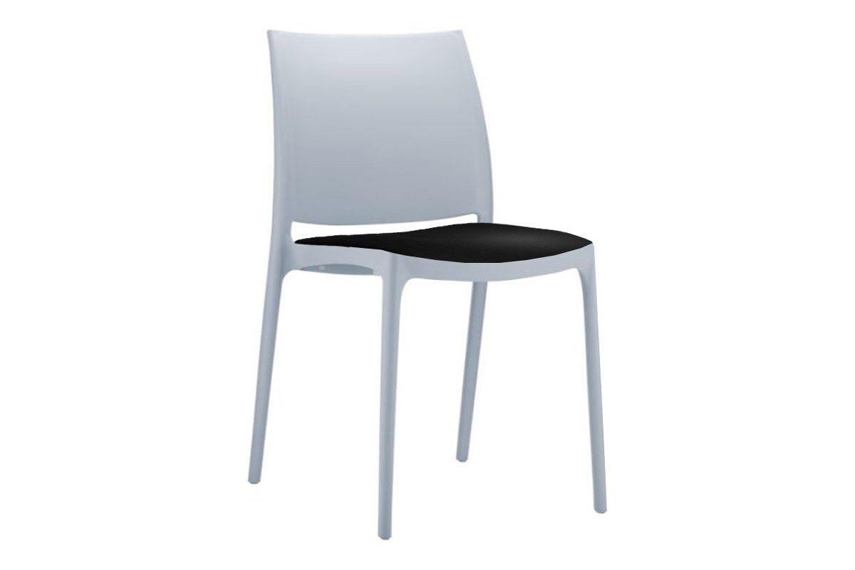Hospitality Plus Commercial Maya Chair-silver grey black vinyl cushion