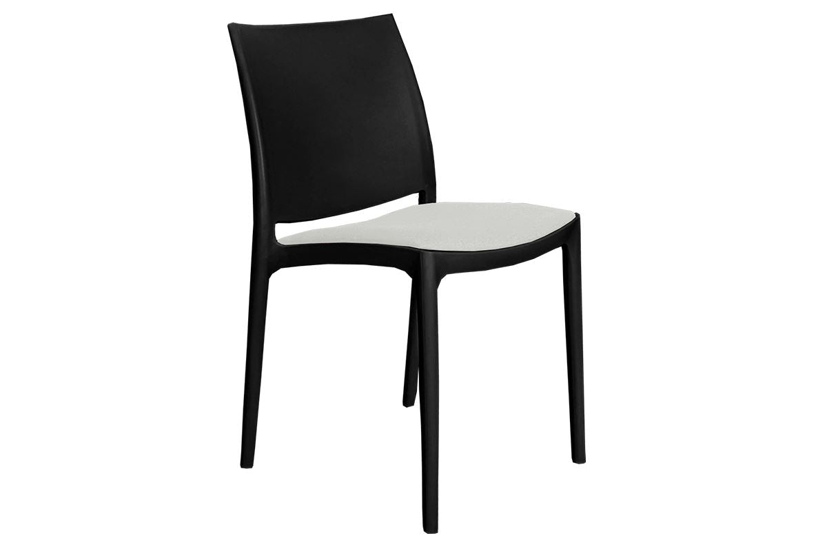 Hospitality Plus Commercial Maya Chair-black metallic white cushion