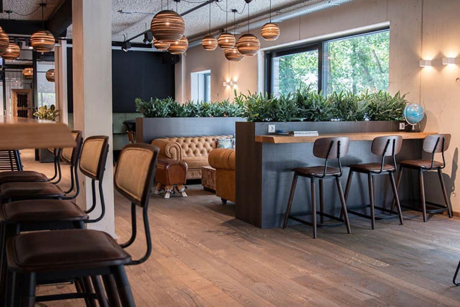 Environmental image of Hospitality Plus Felix Bar Stool Vinyl Seat - 740mm Seat Height