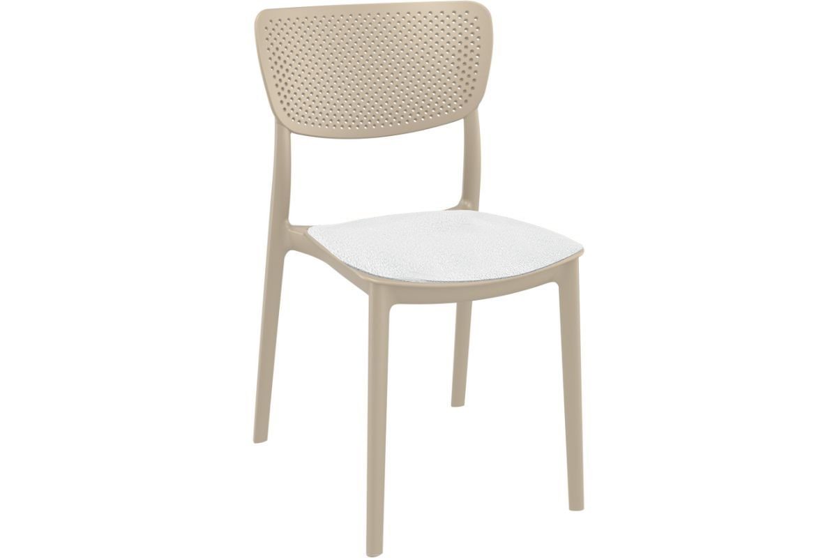 Hospitality Plus Lucy Dining Chair - Stackable Outdoor/Indoor Chair-taupe metallic cushion