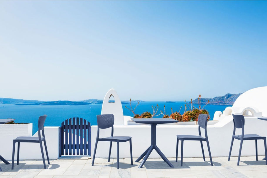 Environmental image of Hospitality Plus Lucy Dining Chair - Stackable Outdoor/Indoor Chair