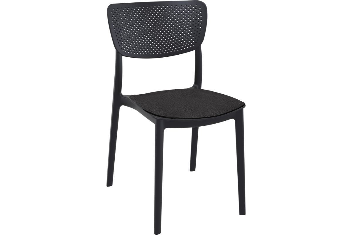 Hospitality Plus Lucy Dining Chair - Stackable Outdoor/Indoor Chair-black black cushion