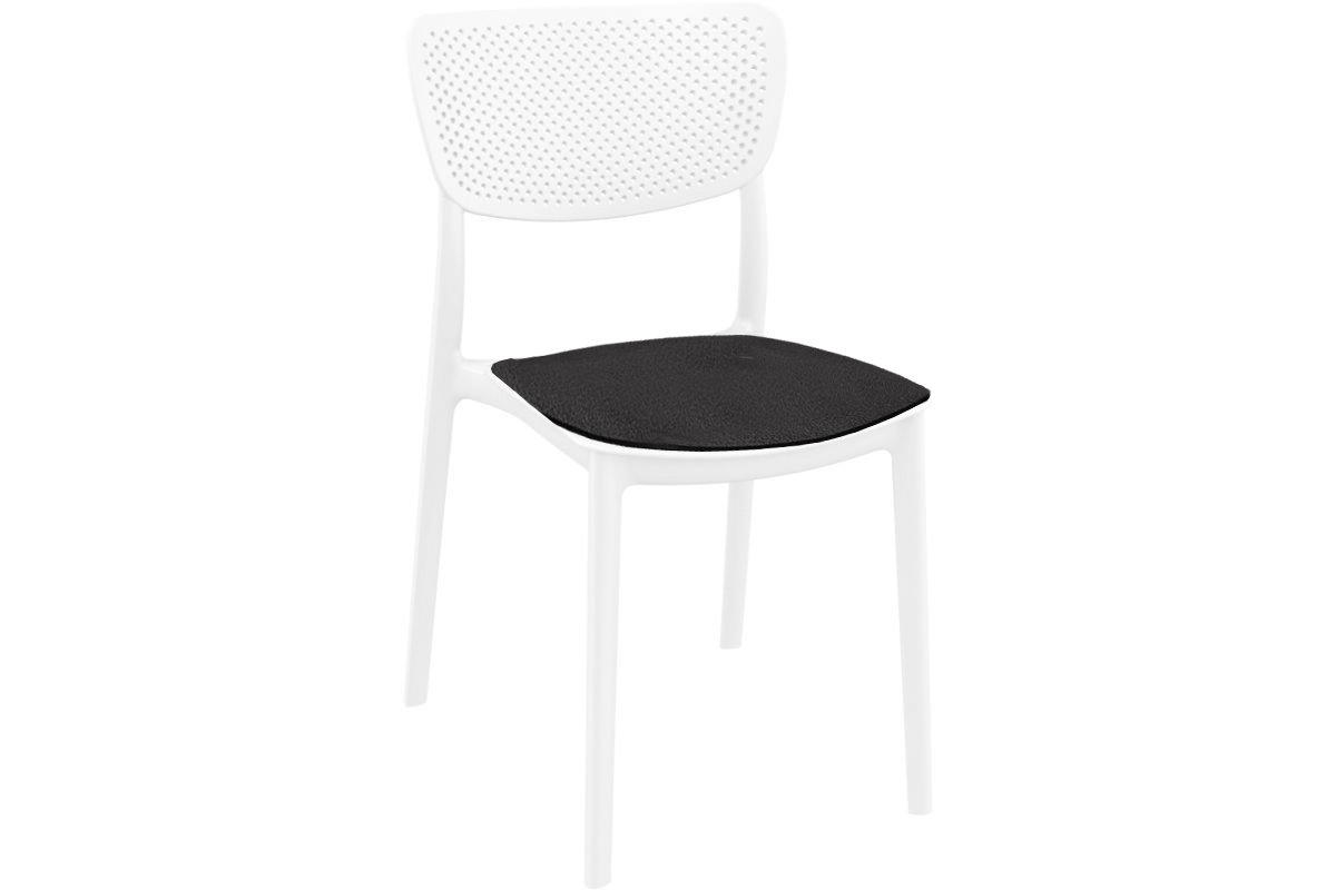 Hospitality Plus Lucy Dining Chair - Stackable Outdoor/Indoor Chair-white black cushion