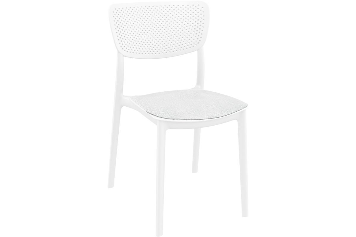 Hospitality Plus Lucy Dining Chair - Stackable Outdoor/Indoor Chair-white metallic cushion