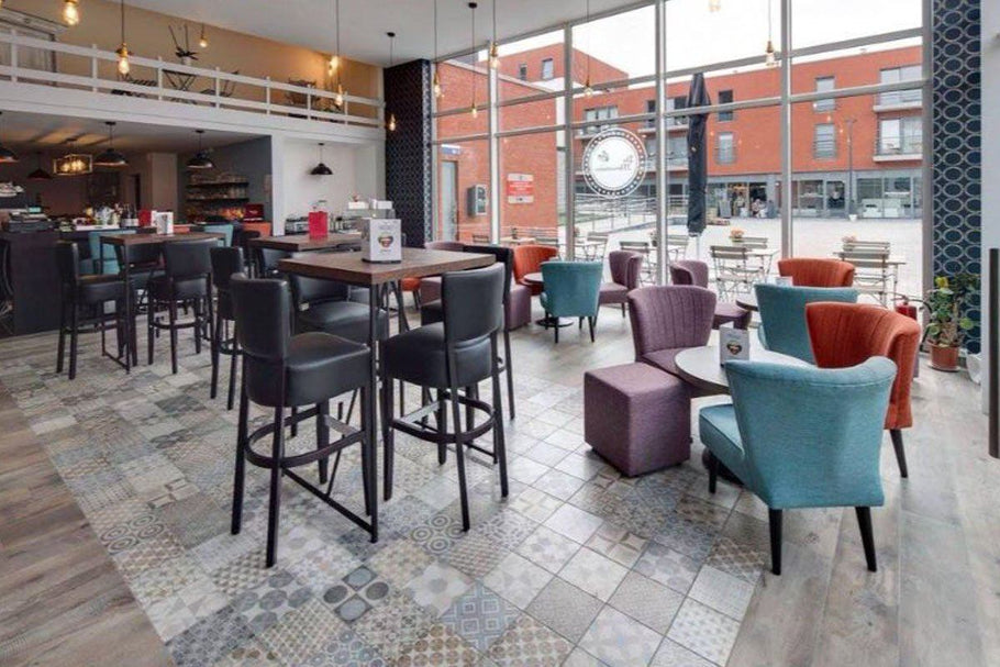 Environmental image of Hospitality Plus Memphis Club Bar Stool - 760mm Seat Height