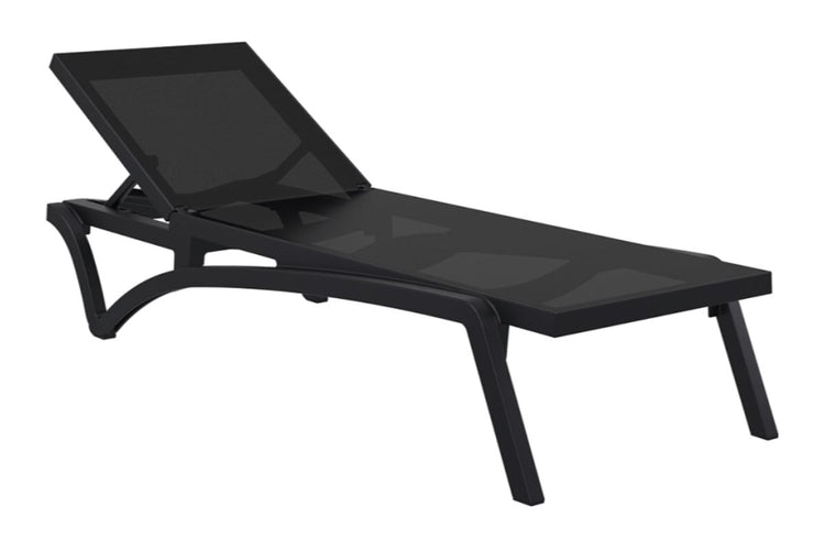Hospitality Plus Pacific Sun Lounger - Injection moulded, UV-stabilised Hospitality Plus black with black frame