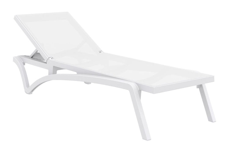 Hospitality Plus Pacific Sun Lounger - Injection moulded, UV-stabilised Hospitality Plus white with white frame