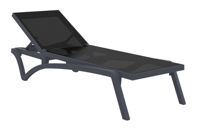 Hospitality Plus Pacific Sun Lounger - Injection moulded, UV-stabilised Hospitality Plus black with anthracite frame