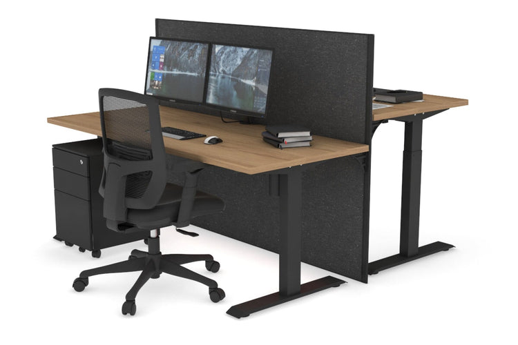 Just Right Height Adjustable 2 Person Bench Workstation [1200L x 700W] Jasonl black leg salvage oak moody charchoal (1200H x 1200W)