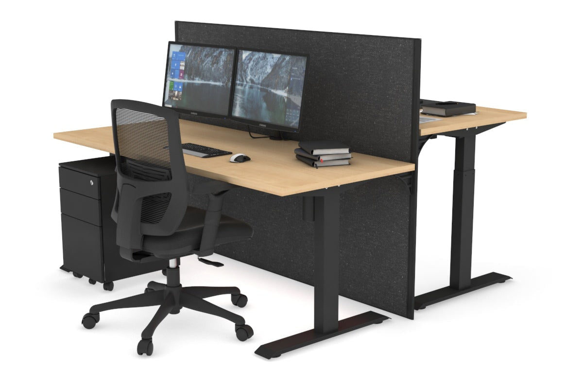 Just Right Height Adjustable 2 Person Bench Workstation [1200L x 700W] Jasonl black leg maple moody charchoal (1200H x 1200W)