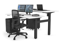  - Just Right Height Adjustable 2 Person H-Bench Workstation - Black Frame [1600L x 700W] - 1