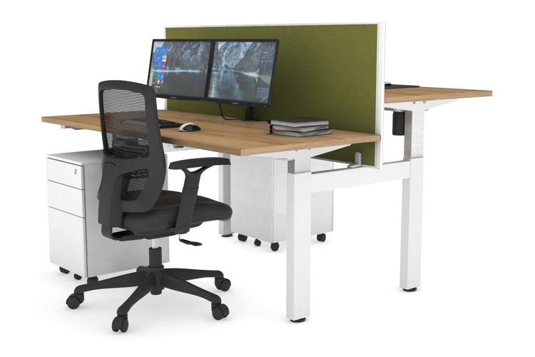 Just Right Height Adjustable 2 Person H-Bench Workstation - White Frame [1200L x 700W] Jasonl 