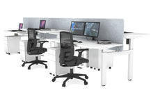  - Just Right Height Adjustable 6 Person H-Bench Workstation - White Frame [1200L x 700W] - 1