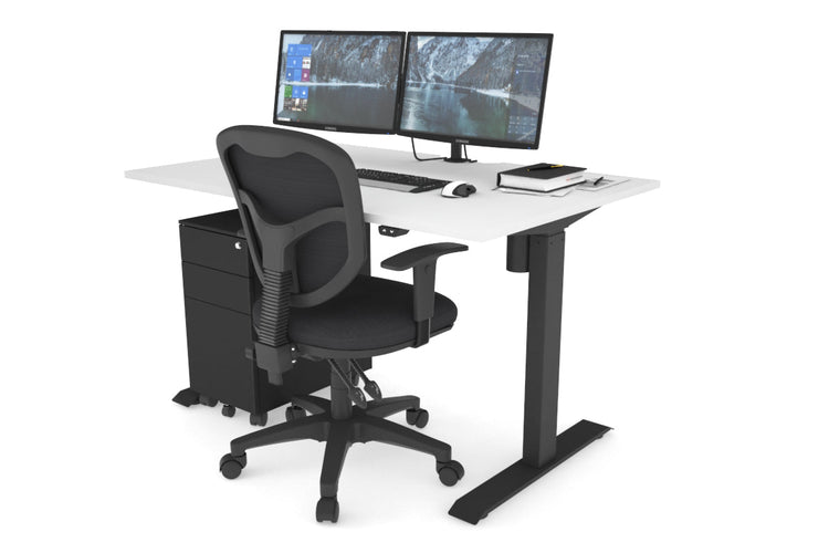 Just Right Height Adjustable Desk [1200L x 800W with Cable Scallop] Jasonl black leg white 