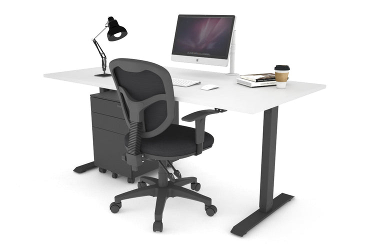 Just Right Height Adjustable Desk [1600L x 800W with Cable Scallop] Jasonl black leg white 