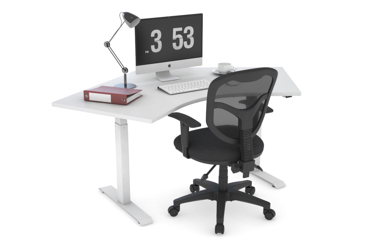 Just Right Height Adjustable Single Person 120 Degree Workstation-white