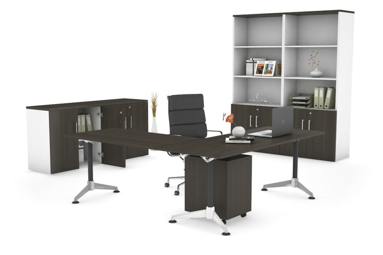 LShaped Corner Executive Office Desk Blackjack [1600L x 1700W] Ooh La La dark oak none 