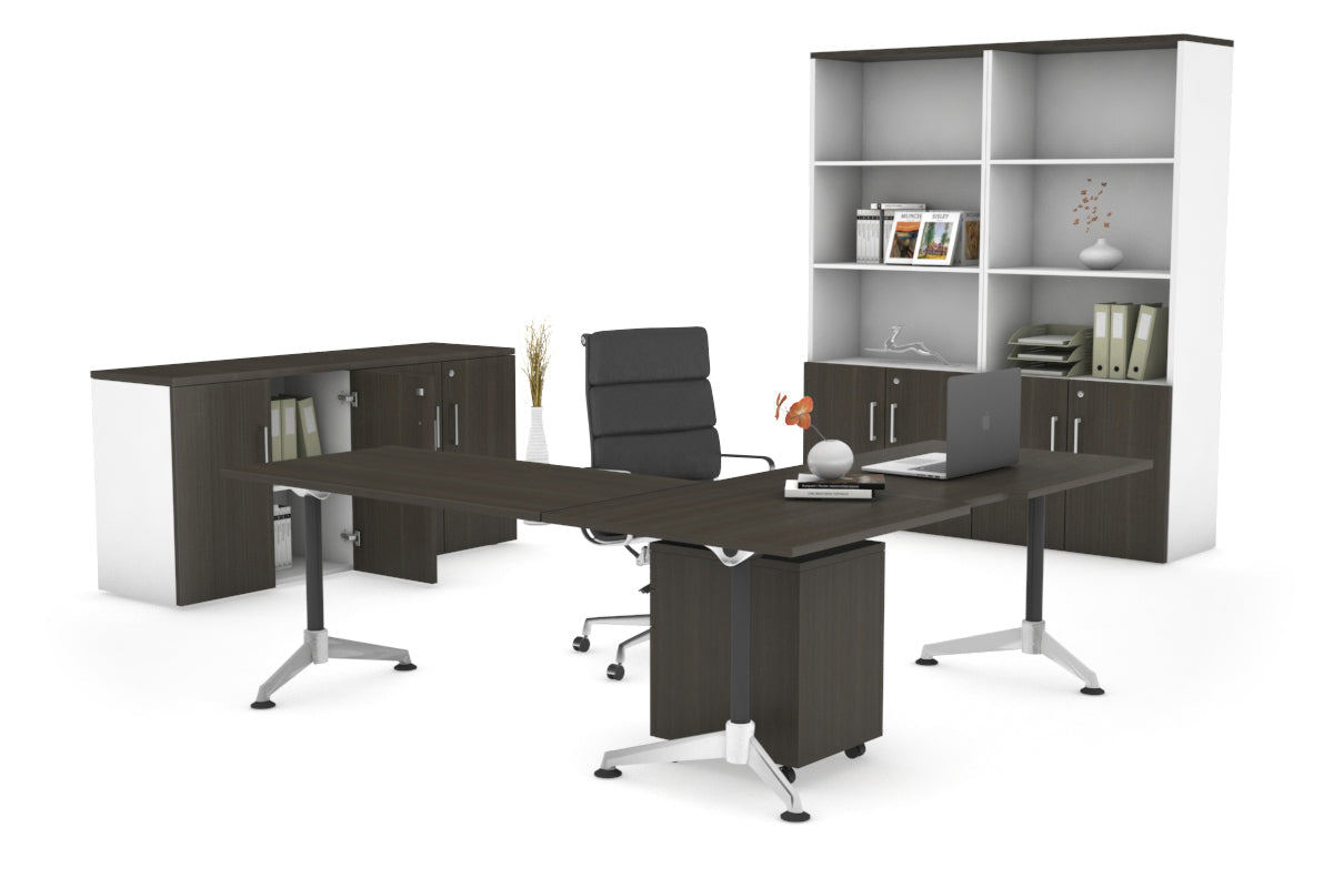 LShaped Corner Executive Office Desk Blackjack [1600L x 1800W] Ooh La La dark oak none 