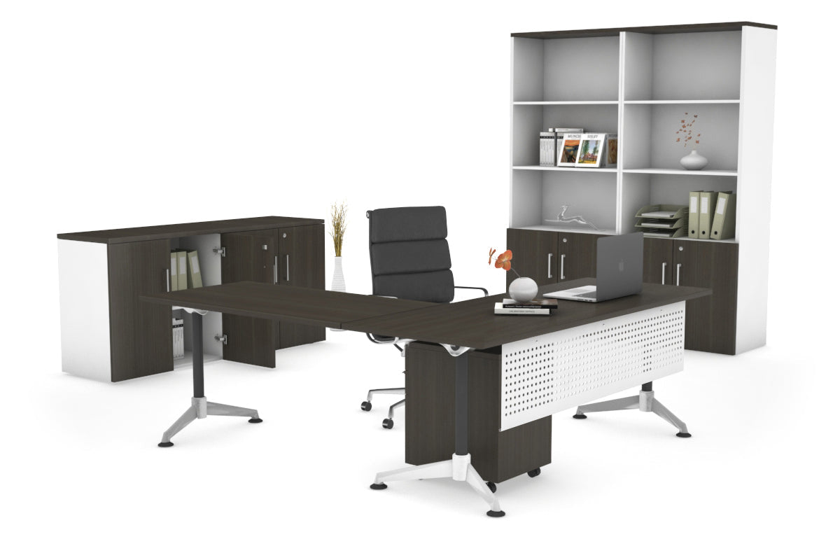 LShaped Corner Executive Office Desk Blackjack [1800L x 1700W] Ooh La La dark oak white modesty 