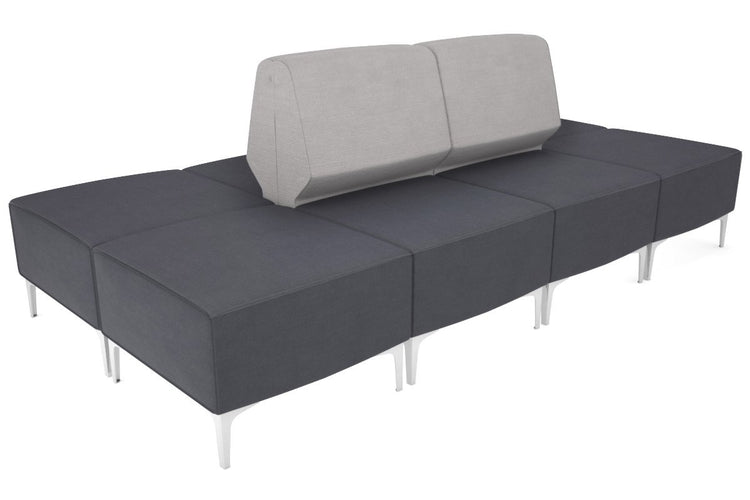 Mondo 4 Sectional Lounge Back to Back with 4 Square Ottomans Jasonl chrome light grey 