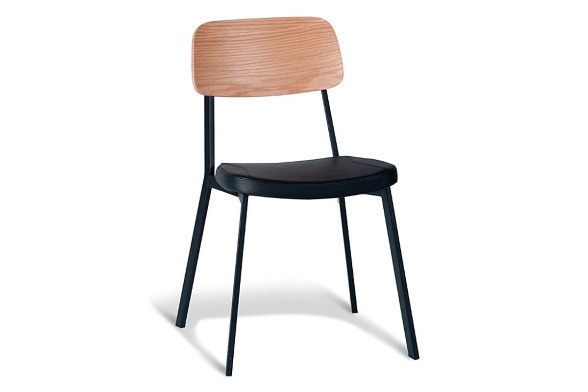 MS Hospitality Croydon Side Chair with PU Seat MS Hospitality natural oak back/black PU seat