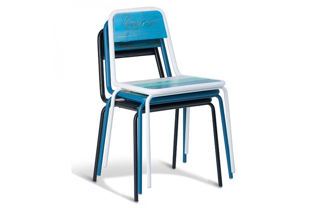 MS Hospitality Torrens Side Chair-white/blue