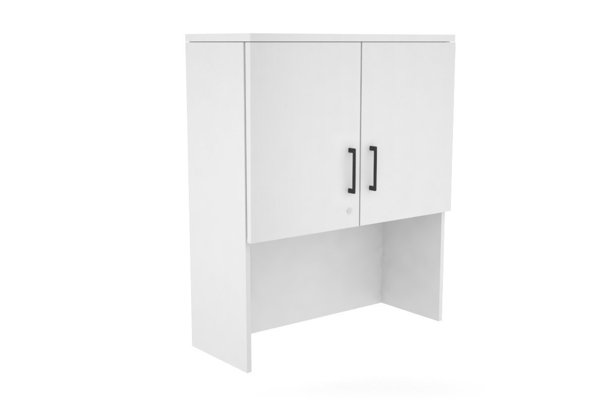 Open Hutch with Shelves with Small Doors [800W x 1120H x 350D] Jasonl White white black handle