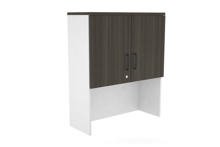 Open Hutch with Shelves with Small Doors [800W x 1120H x 350D] Jasonl White dark oak black handle