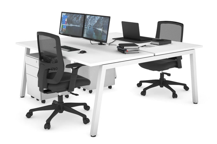 Quadro 2 Person Office Workstations [1200L x 800W with Cable Scallop] Jasonl white leg white none