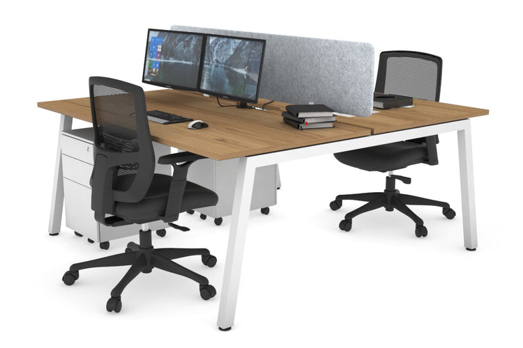 Quadro 2 Person Office Workstations [1200L x 800W with Cable Scallop] Jasonl white leg salvage oak light grey echo panel (400H x 1200W)