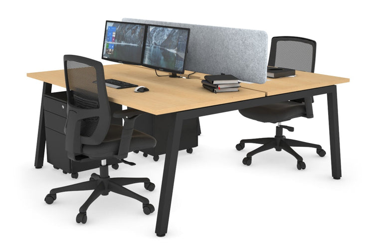 Quadro 2 Person Office Workstations [1200L x 800W with Cable Scallop] Jasonl black leg maple light grey echo panel (400H x 1200W)