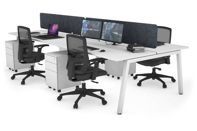 Quadro 4 Person Office Workstations [1200L x 700W] Jasonl white leg white dark grey echo panel (400H x 1200W)