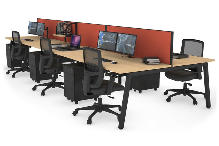 Quadro 6 Person Office Workstations [1600L x 800W with Cable Scallop] Jasonl black leg maple orange squash (500H x 1600W)