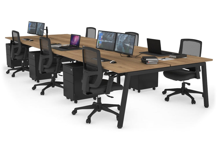Quadro 6 Person Office Workstations [1600L x 800W with Cable Scallop] Jasonl black leg salvage oak none