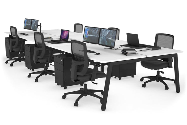 Quadro 6 Person Office Workstations [1600L x 800W with Cable Scallop] Jasonl black leg white none