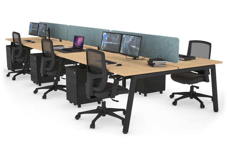 Quadro 6 Person Office Workstations [1600L x 800W with Cable Scallop] Jasonl black leg maple blue echo panel (400H x 1600W)