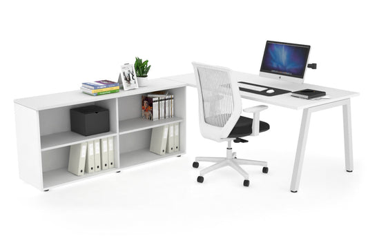 Quadro A Executive Setting - White Frame [1600L x 700W] Jasonl white none open bookcase
