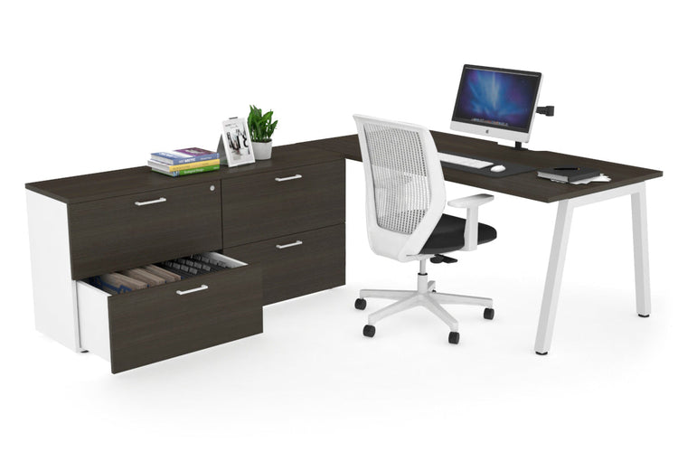 Quadro A Executive Setting - White Frame [1800L x 800W with Cable Scallop] Jasonl dark oak none 4 drawer lateral filing cabinet