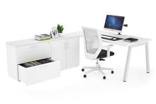  - Quadro A Executive Setting - White Frame [1800L x 800W with Cable Scallop] - 1