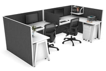  - Quadro A Leg 2 Person Corner Workstations - U Configuration - White Frame [1600L x 1800W with Cable Scallop] - 1