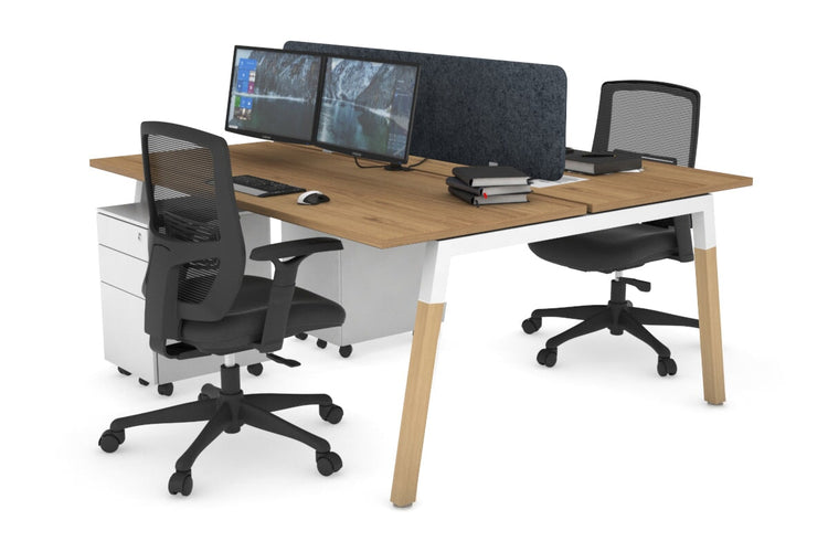 Quadro A Leg 2 Person Office Workstations - Wood Leg Cross Beam [1800L x 700W] Jasonl white leg salvage oak dark grey echo panel (400H x 1600W)